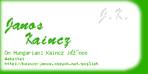 janos kaincz business card